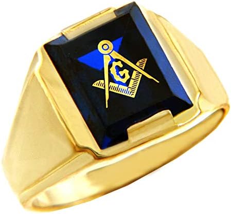 Freemason Blue Stone Square and Compass 9 ct Gold Masonic Mens Ring - Men's Jewellery - British D'sire Main image