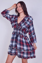 Frill Detail Check Smock Dress - Dresses - British D'sire