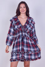 Frill Detail Check Smock Dress - Dresses - British D'sire