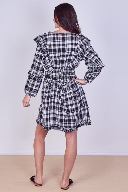 Frill Detail Check Smock Dress - Dresses - British D'sire