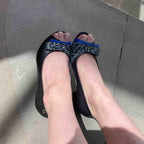 Frise - Black Blue open toe shoe - sizes 36 and 41 left! - Low Heel - British D'sire