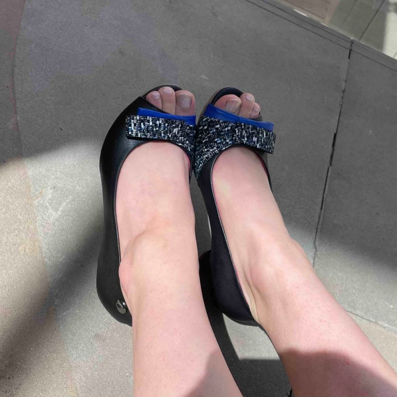 Frise - Black Blue open toe shoe - sizes 36 and 41 left! - Low Heel - British D'sire