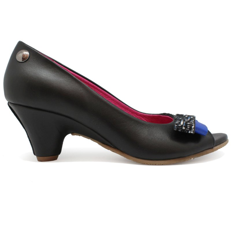 Frise - Black Blue open toe shoe - sizes 36 and 41 left! - Low Heel - British D'sire