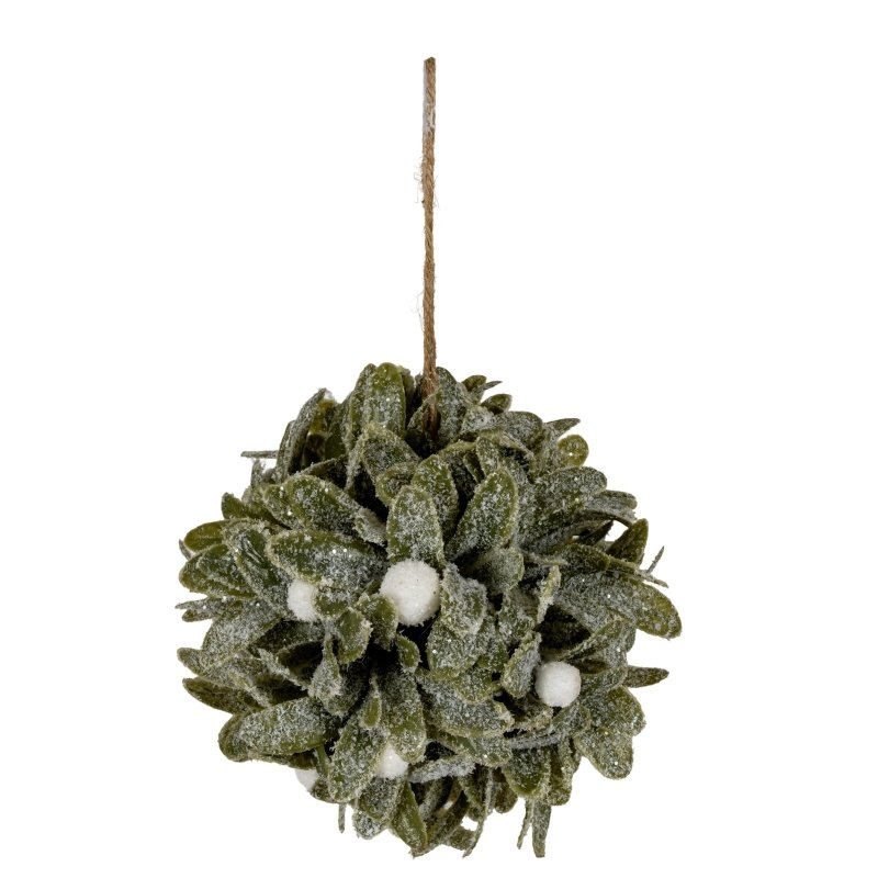 Frosted Mistletoe Ball Decoration - Christmas Decor - British D'sire