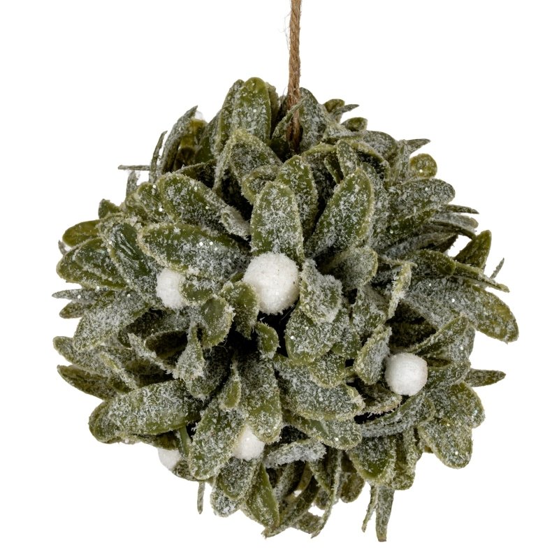 Frosted Mistletoe Ball Decoration - Christmas Decor - British D'sire