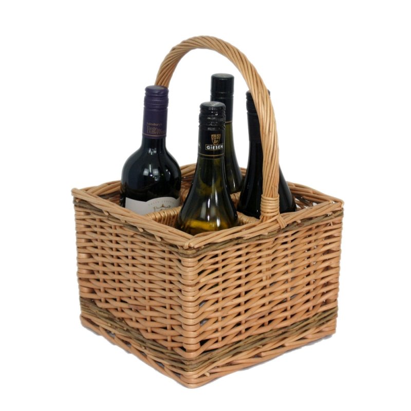 Full buff Unpeeled Wicker Drinks Basket Secondary image
