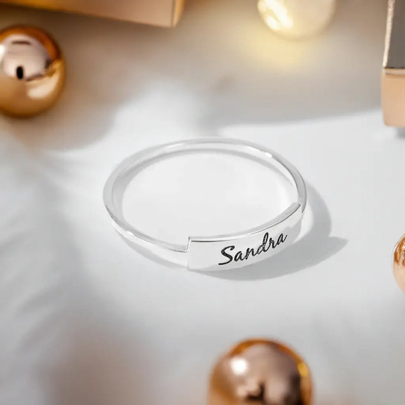 Full Silver Name-1 Ring - silver ring - ring - British D'sire