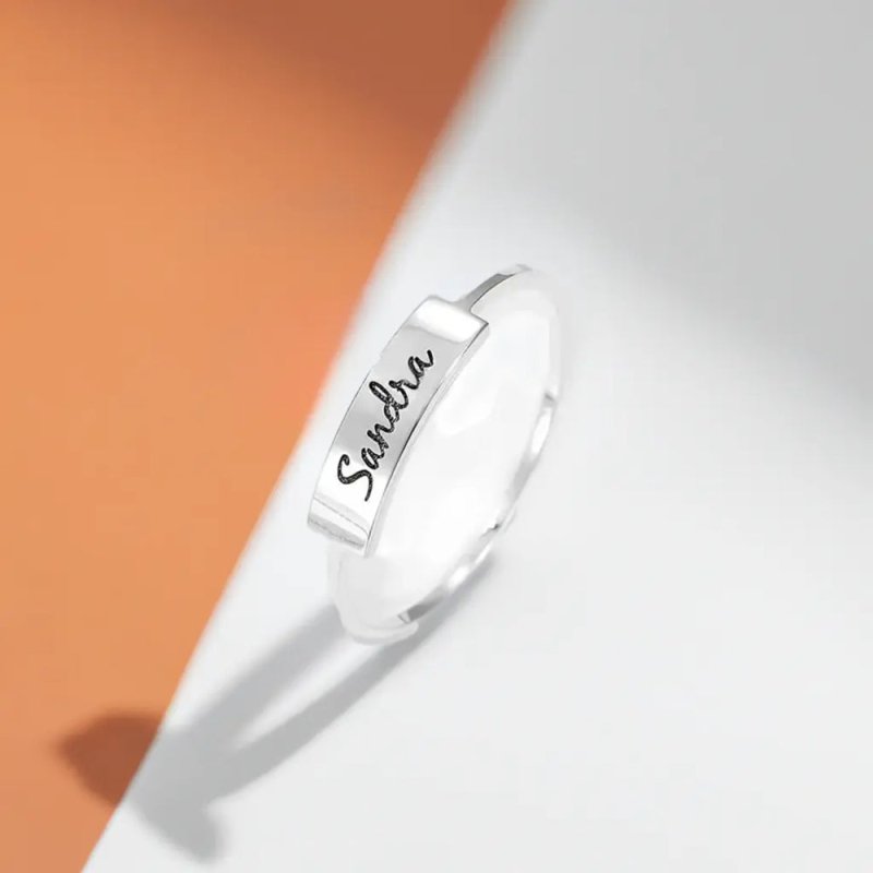 Full Silver Name-1 Ring - silver ring Secondary image