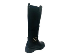 Full Zip Knee High Faux Leather Boots - Boots - British D'sire