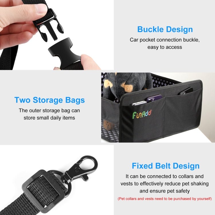 FunAdd Breathable and Foldable Pet Dog Car Basket Anti - dirty Waterproof Pad (Black) - British D'sire