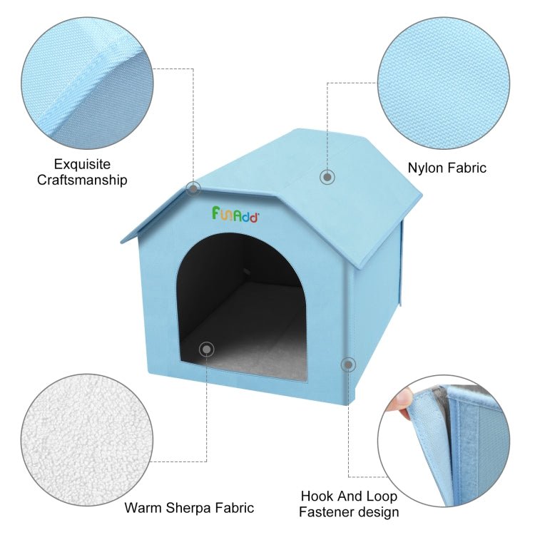FUNADD Extra Large Folding Weatherproof Pet Houses with Removable Mat (Blue) - British D'sire