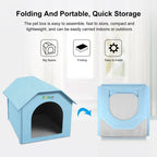 FUNADD Extra Large Folding Weatherproof Pet Houses with Removable Mat (Blue) - British D'sire