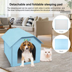 FUNADD Extra Large Folding Weatherproof Pet Houses with Removable Mat (Blue) - British D'sire