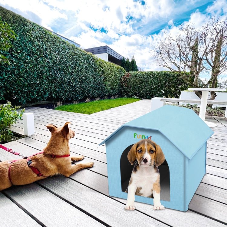 FUNADD Extra Large Folding Weatherproof Pet Houses with Removable Mat (Blue) - British D'sire