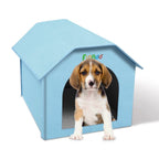 FUNADD Extra Large Folding Weatherproof Pet Houses with Removable Mat (Blue) - British D'sire