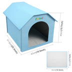 FUNADD Extra Large Folding Weatherproof Pet Houses with Removable Mat (Blue) - British D'sire