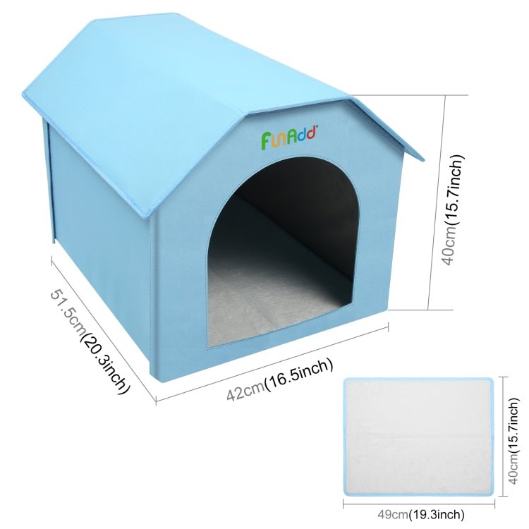 FUNADD Extra Large Folding Weatherproof Pet Houses with Removable Mat (Blue) - British D'sire