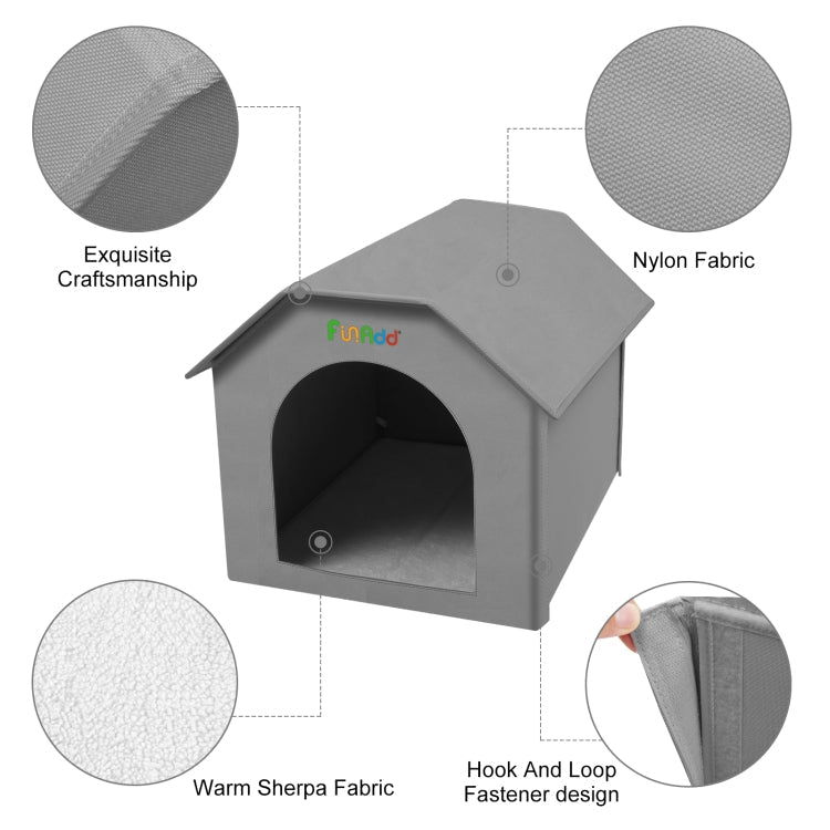 FUNADD Extra Large Folding Weatherproof Pet Houses with Removable Mat (Grey) - British D'sire