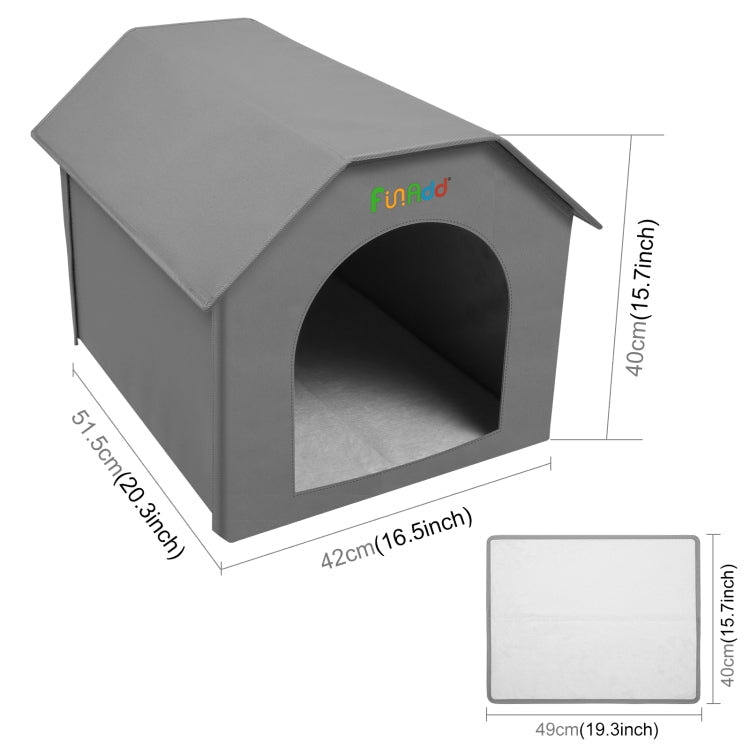 FUNADD Extra Large Folding Weatherproof Pet Houses with Removable Mat (Grey) Secondary image