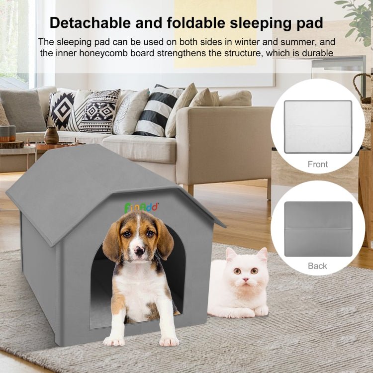 FUNADD Extra Large Folding Weatherproof Pet Houses with Removable Mat (Grey) - British D'sire