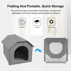 FUNADD Extra Large Folding Weatherproof Pet Houses with Removable Mat (Grey) - British D'sire