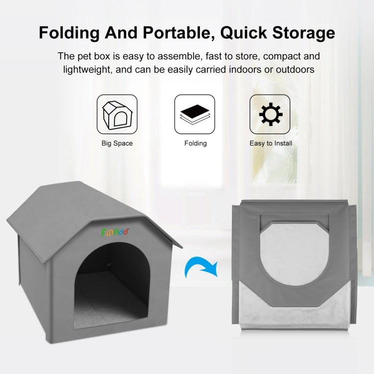 FUNADD Extra Large Folding Weatherproof Pet Houses with Removable Mat (Grey) - British D'sire