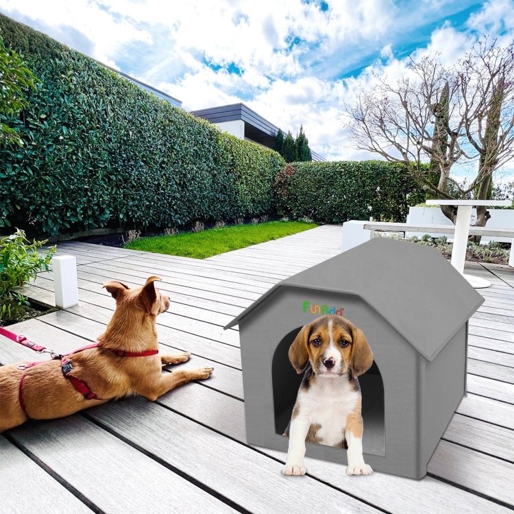 FUNADD Extra Large Folding Weatherproof Pet Houses with Removable Mat (Grey) - British D'sire