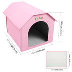 FUNADD Extra Large Folding Weatherproof Pet Houses with Removable Mat (Pink) - British D'sire