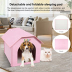 FUNADD Extra Large Folding Weatherproof Pet Houses with Removable Mat (Pink) - British D'sire