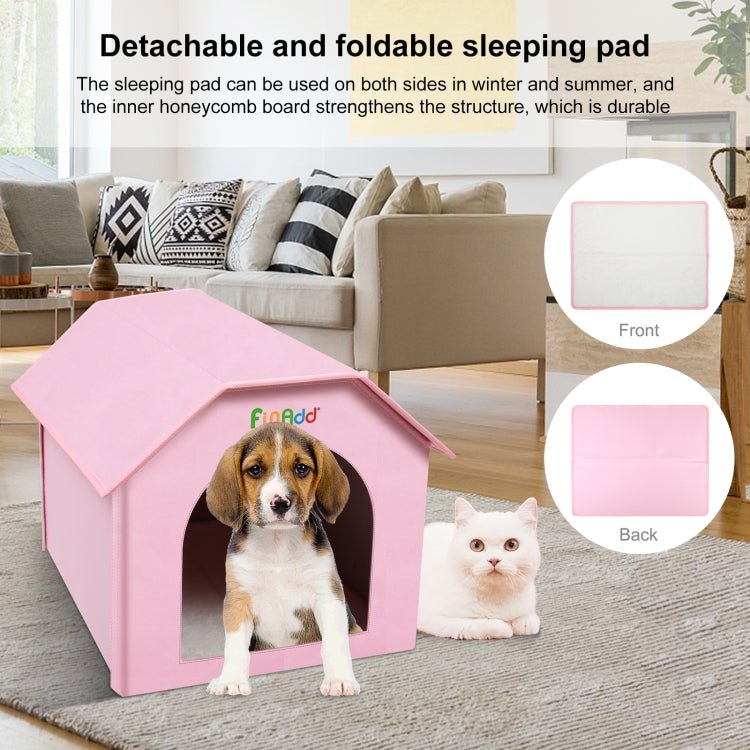 FUNADD Extra Large Folding Weatherproof Pet Houses with Removable Mat (Pink) - British D'sire