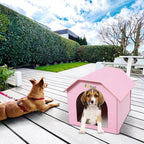 FUNADD Extra Large Folding Weatherproof Pet Houses with Removable Mat (Pink) - British D'sire