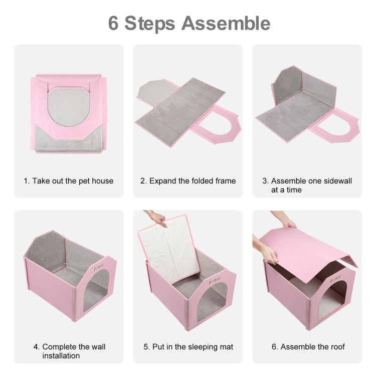 FUNADD Extra Large Folding Weatherproof Pet Houses with Removable Mat (Pink) - British D'sire