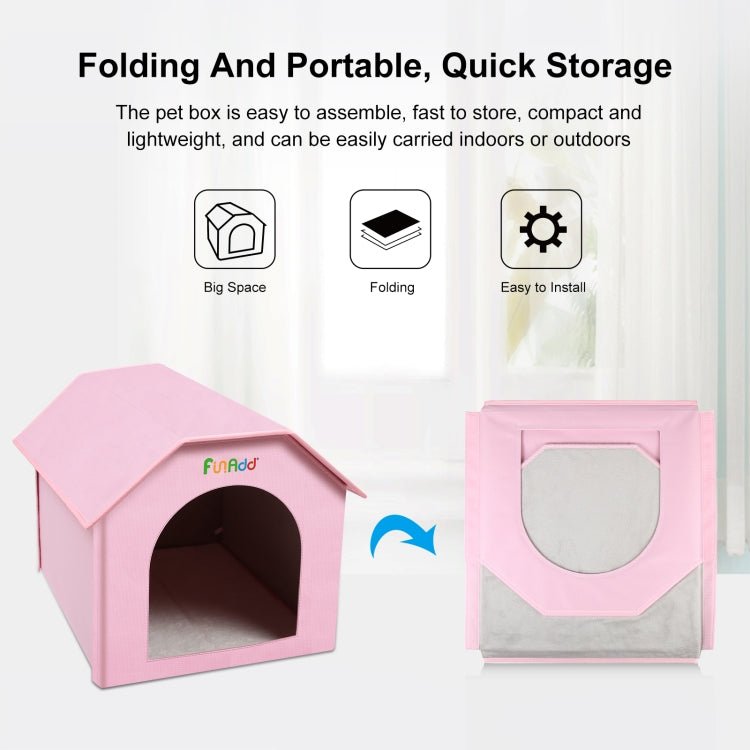 FUNADD Extra Large Folding Weatherproof Pet Houses with Removable Mat (Pink) - British D'sire