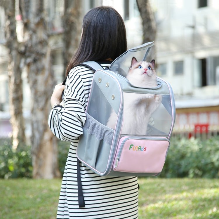 FUNADD Fold Breathable Pet Backpack Outdoor Shoulders Cat Bag (Pink) - British D'sire