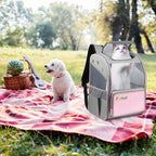 FUNADD Fold Breathable Pet Backpack Outdoor Shoulders Cat Bag (Pink) - British D'sire