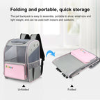 FUNADD Fold Breathable Pet Backpack Outdoor Shoulders Cat Bag (Pink) - British D'sire