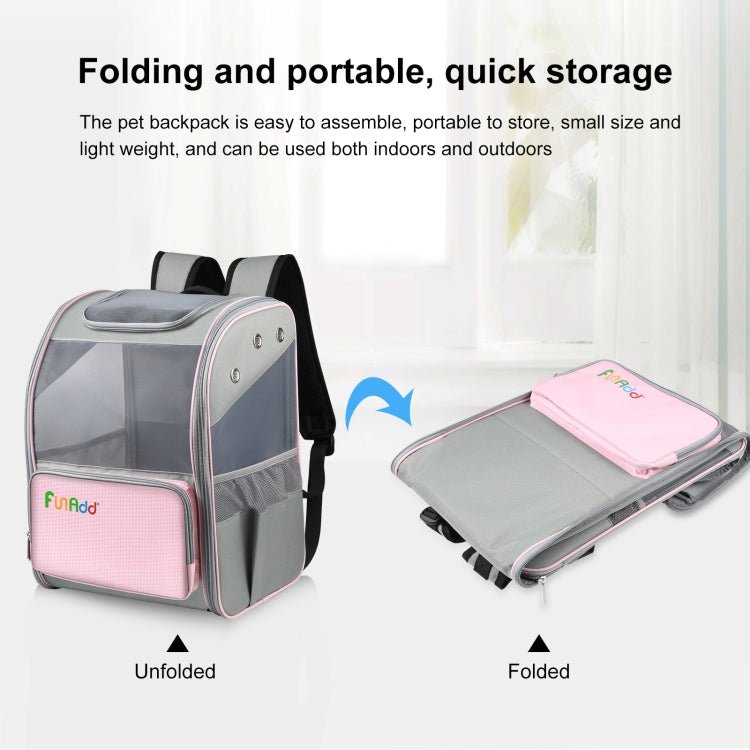 FUNADD Fold Breathable Pet Backpack Outdoor Shoulders Cat Bag (Pink) - British D'sire