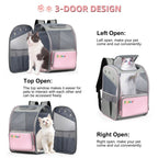 FUNADD Fold Breathable Pet Backpack Outdoor Shoulders Cat Bag (Pink) - British D'sire