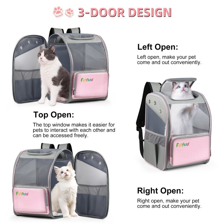 FUNADD Fold Breathable Pet Backpack Outdoor Shoulders Cat Bag (Pink) - British D'sire