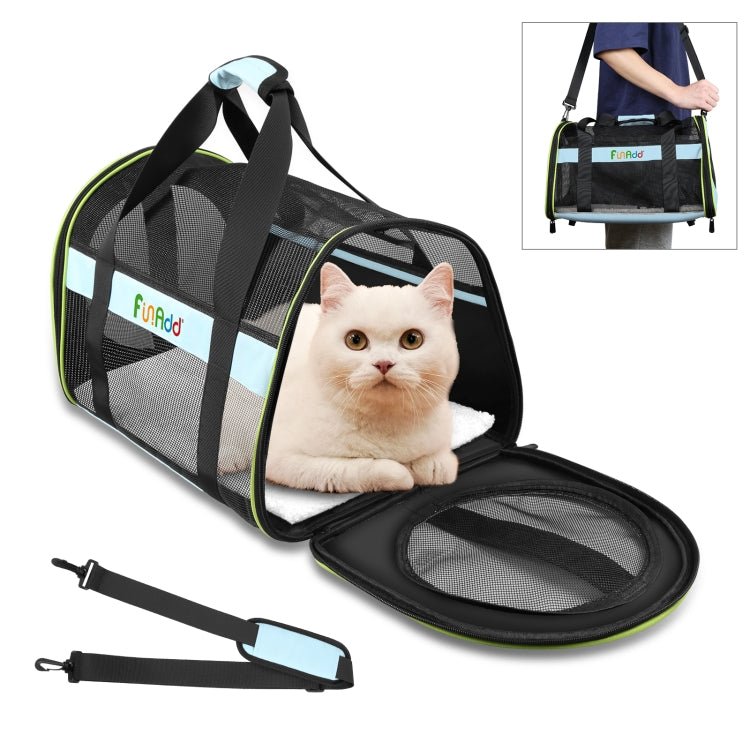 FUNADD Pet Travel Carrier Bag Shoulder Foldable Tote Bag(Blue) - British D'sire Main image