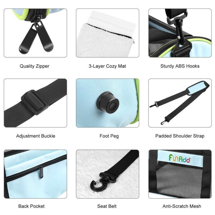 FUNADD Pet Travel Carrier Bag Shoulder Foldable Tote Bag(Blue) - British D'sire