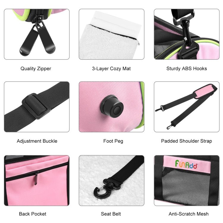FUNADD Pet Travel Carrier Bag Shoulder Foldable Tote Bag(Pink) - British D'sire