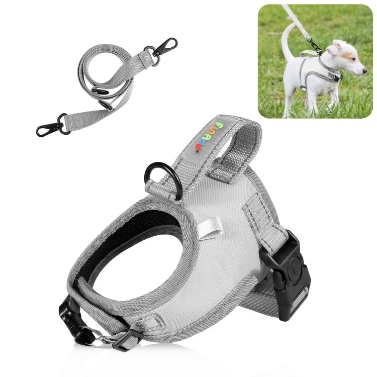 FunAdd Traction Rope Reflective Breathable Nylon Pet Vest Dog Harness, Size: S (Grey) - British D'sire