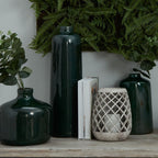 Garda Emerald Glazed Liv Vase - White Ceramic Decorative Vase - Vases - British D'sire