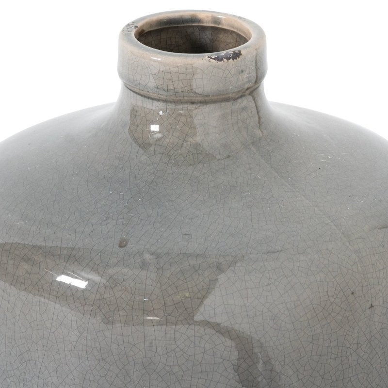 Garda Grey Glazed Chive Vase - White Ceramic Decorative Vase - Vases - British D'sire