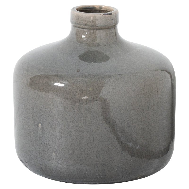 Garda Grey Glazed Chive Vase - White Ceramic Decorative Vase - Vases - British D'sire