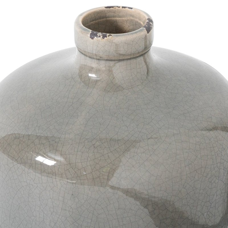 Garda Grey Glazed Eve Vase - White Ceramic Decorative Vase - Vases - British D'sire