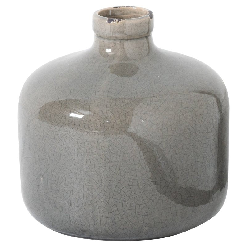 Garda Grey Glazed Eve Vase - White Ceramic Decorative Vase - Vases - British D'sire