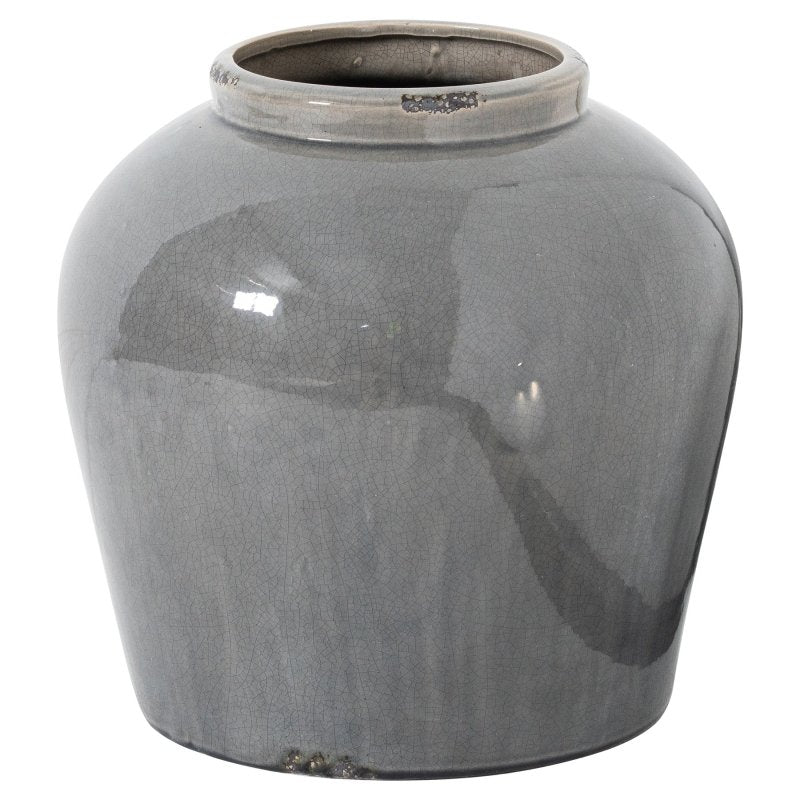 Garda Grey Glazed Juniper Vase - White Ceramic Decorative Vase - Vases - British D'sire
