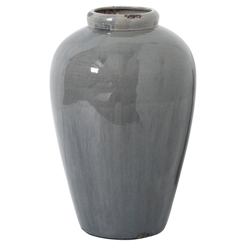 Garda Grey Glazed Tall Juniper Vase - Grey Ceramic Decorative Vase - Vases - British D'sire
